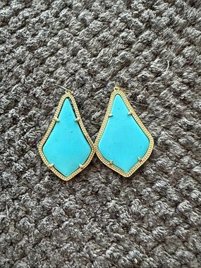 Kendra Scott Turquoise and Gold Shield Drop Earrings